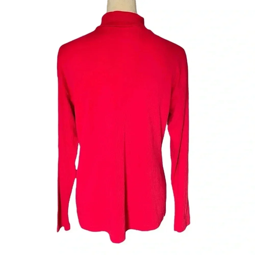 Bobbie Brooks Turtleneck Cotton Blend Ribbed‎ Long Sleeve Sweater Women Size L